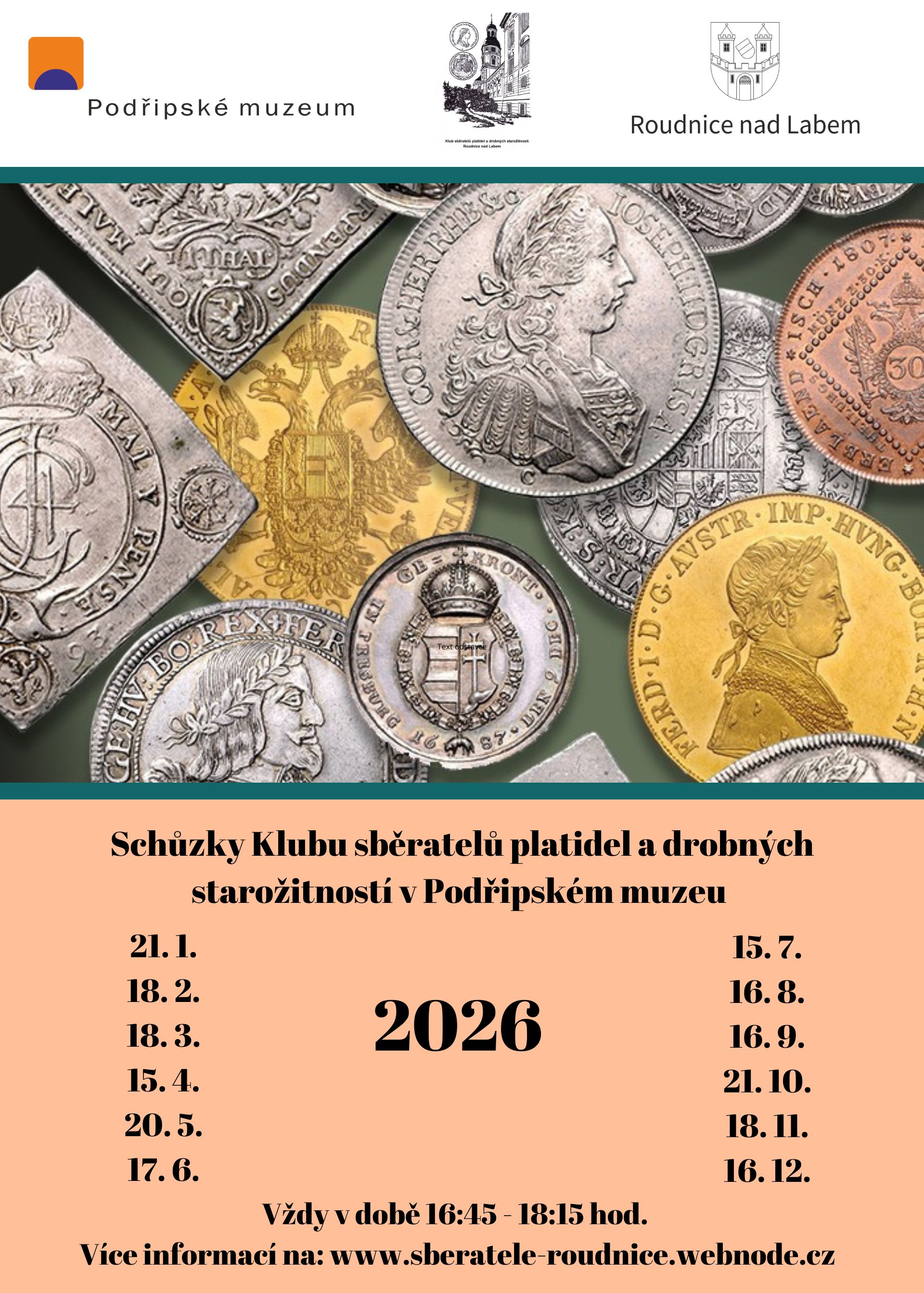 Plakát – Schůzka Klubu sběratelů platidel a drobných starožitností