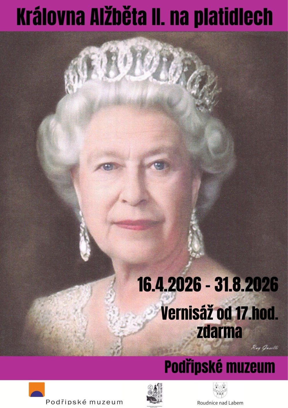 Plakát – Královna Alžběta II. na platidlech