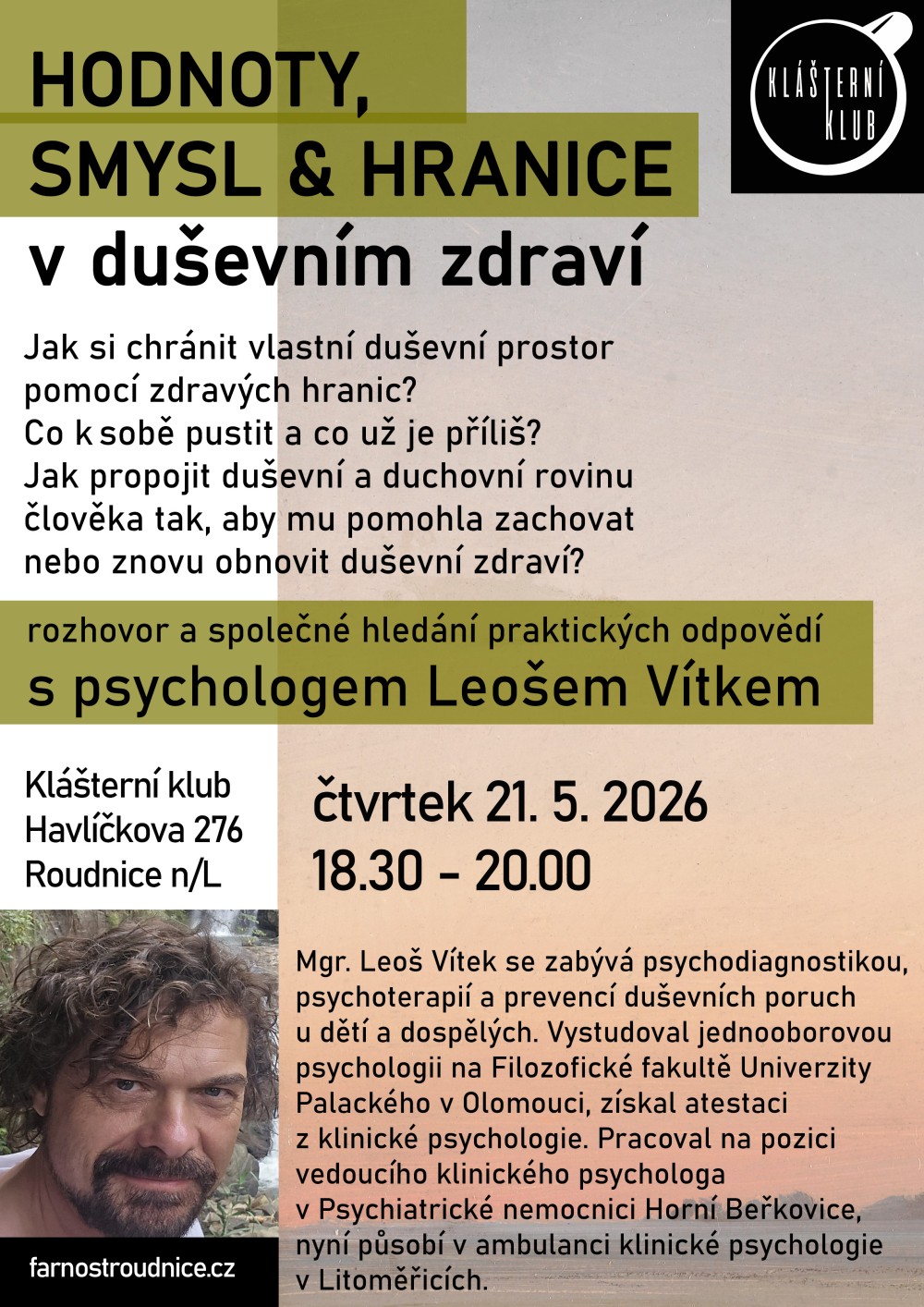 Plakát – Hodnoty, smysl a hranice v duševním zdraví