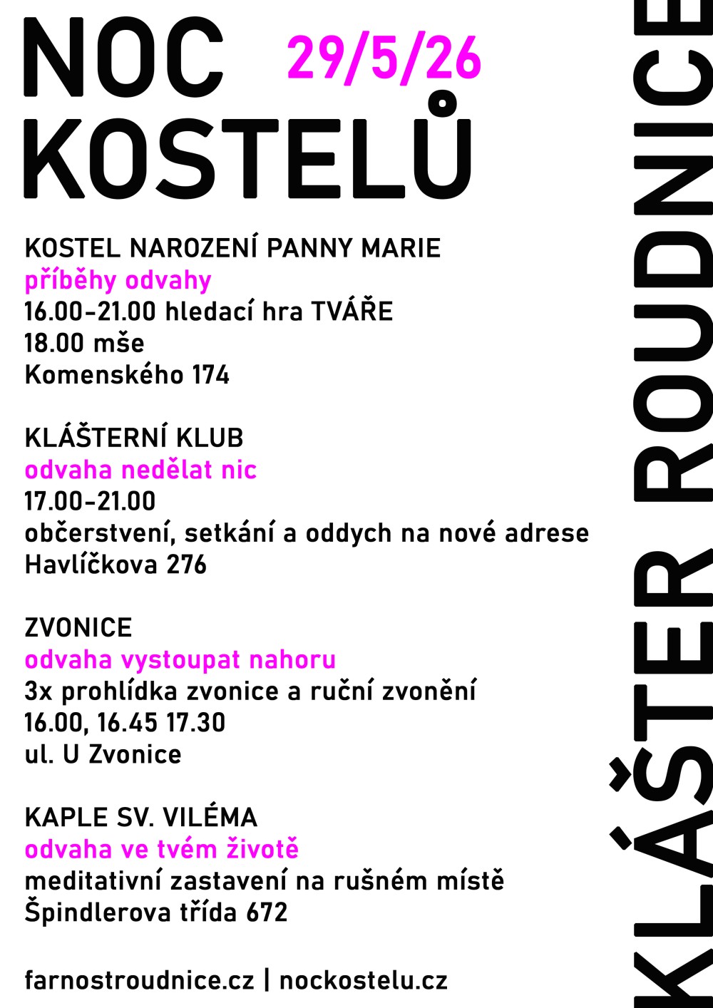 Plakát – Noc kostelů v kostele Narození Panny Marie