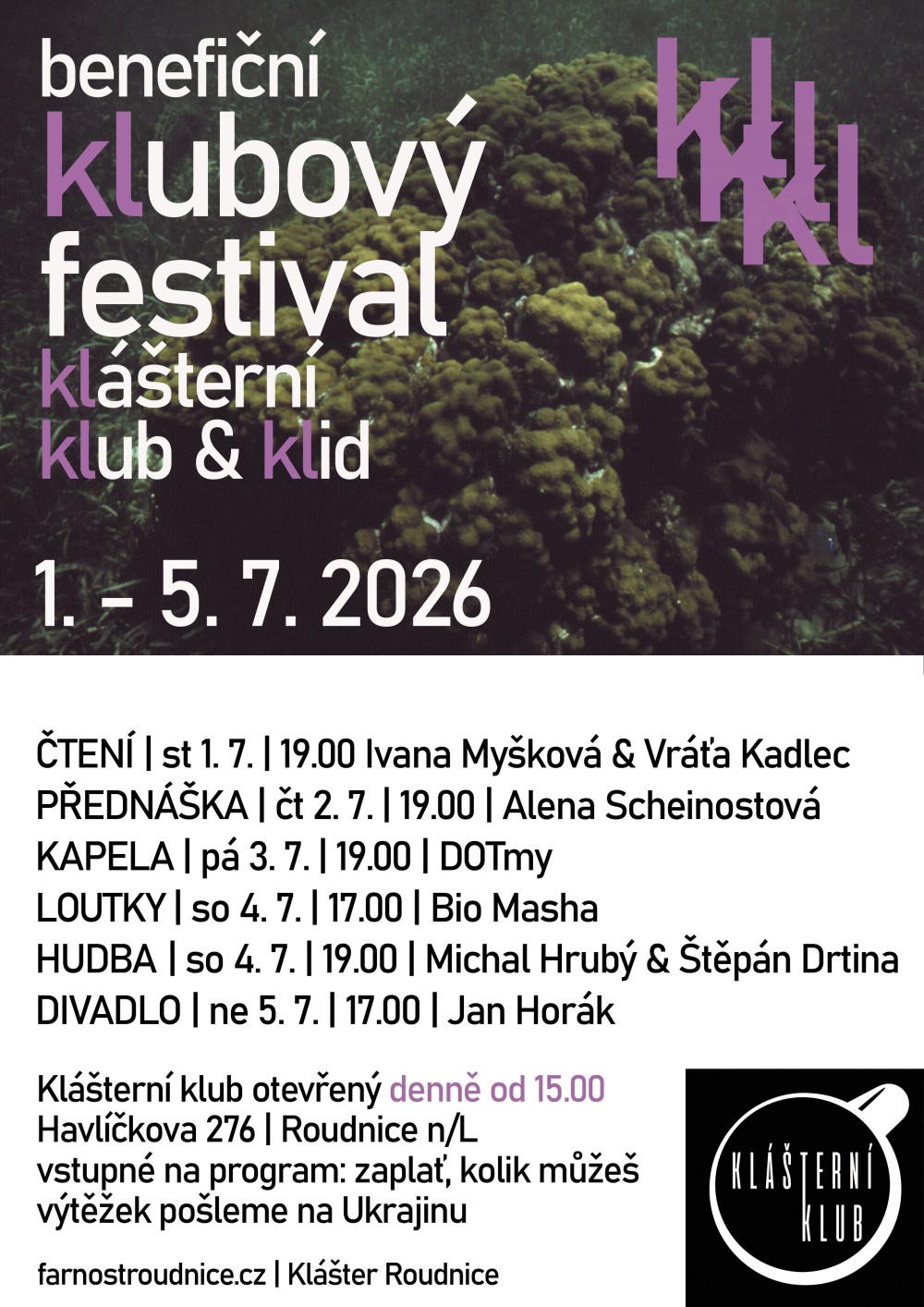 Plakát – Benefiční festival Klášterní klub a klid