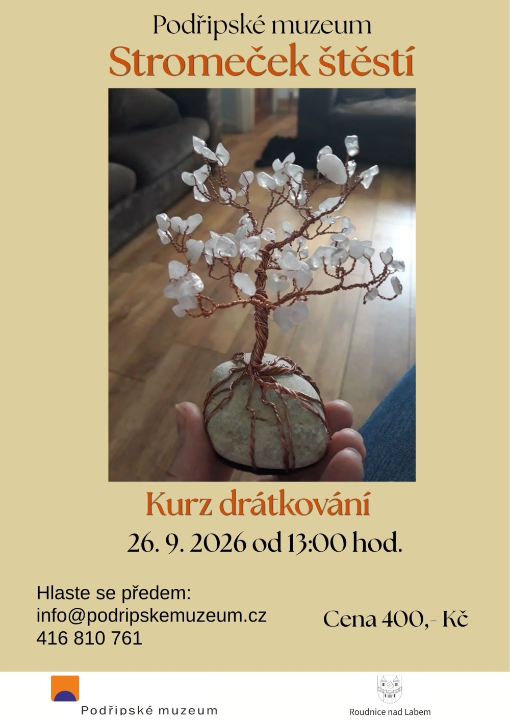 Plakát – Stromeček štěstí - workshop drátkování
