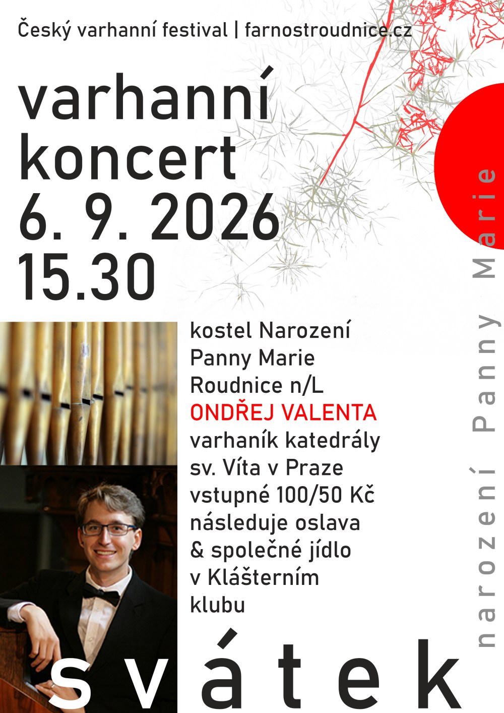 Plakát – Varhanní koncert – Ondřej Valenta