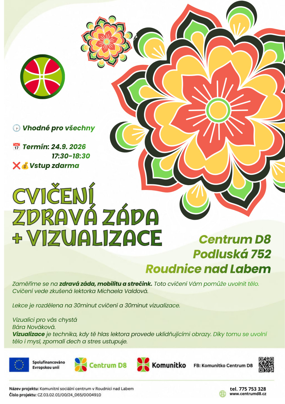 Plakát – cvičení Zdravá záda + Vizualizace