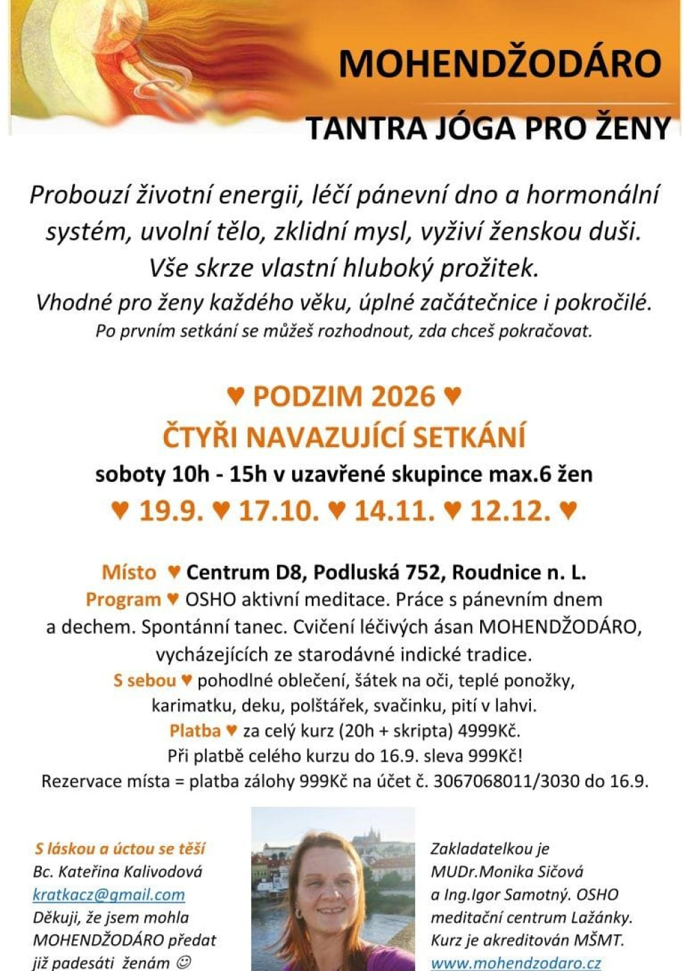 Plakát – MOHENDŽODÁRO - tantra jóga pro ženy - 4 setkání