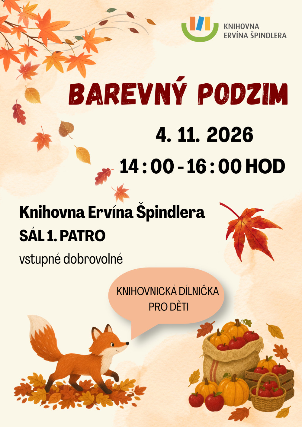 Plakát – Knihovnické dílničky - Barevný podzim v knihovně